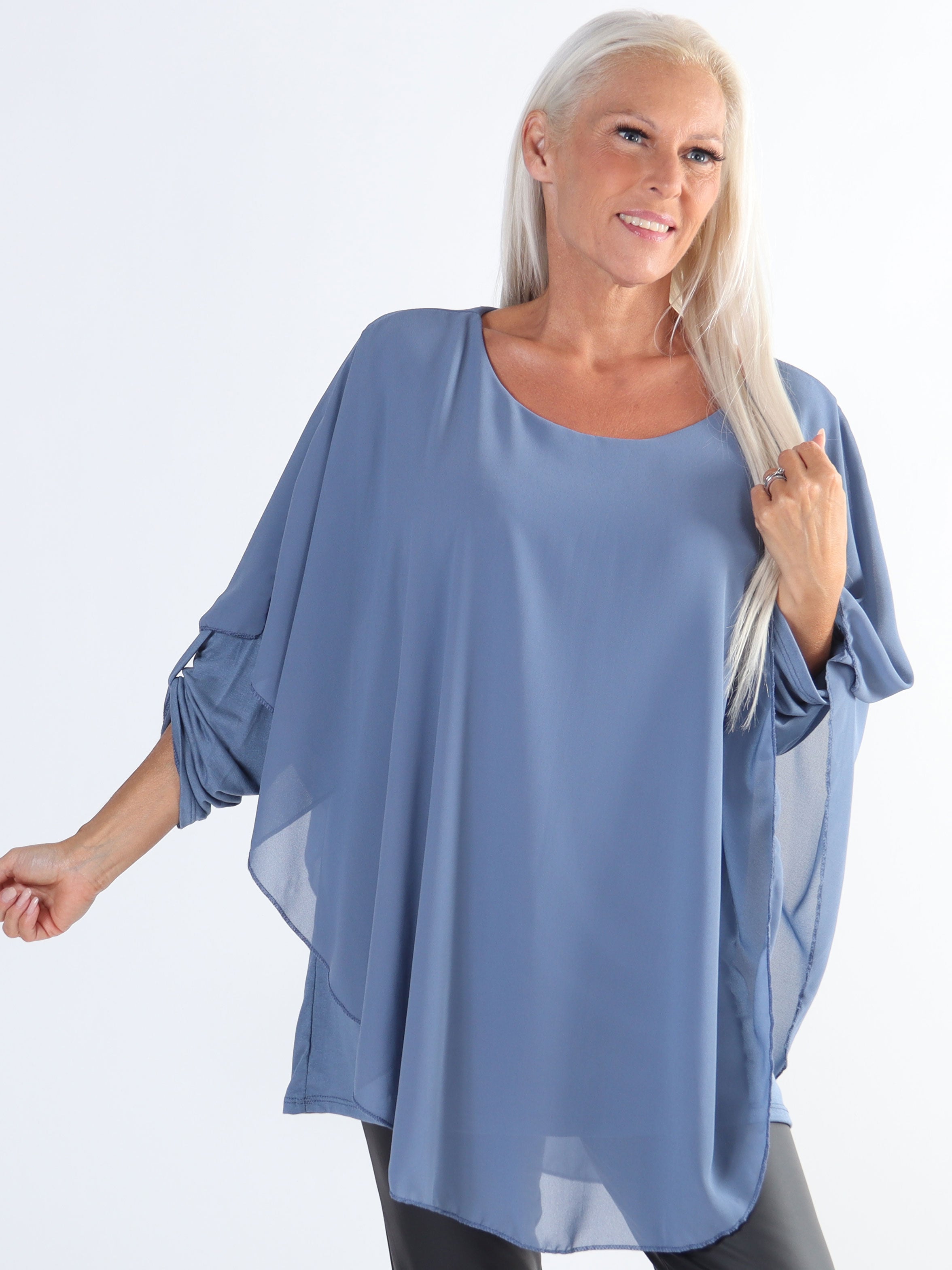 Kenya Shirt - Plus size tunika med chiffonlag